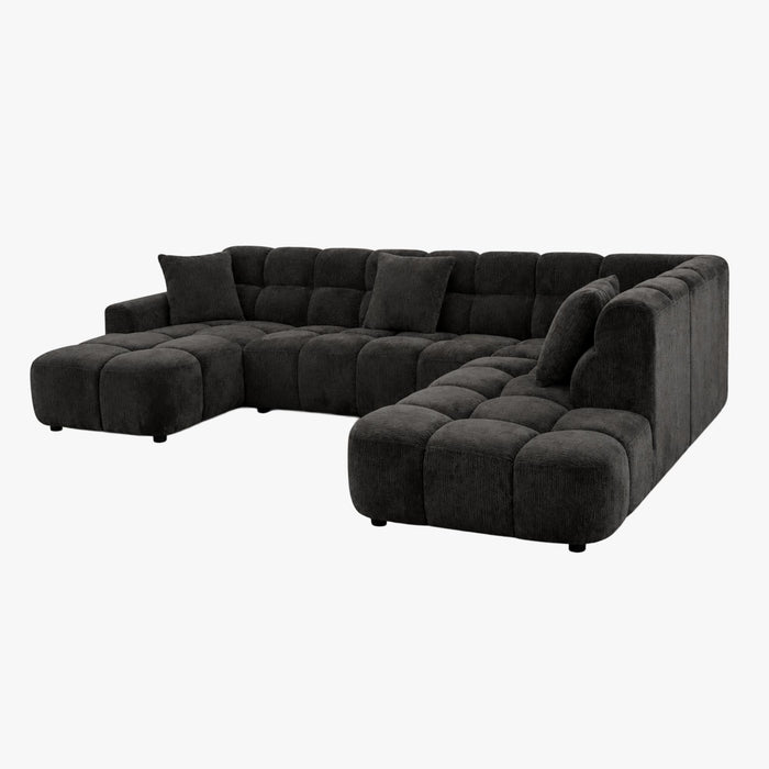 BELIZ XL Canapé panoramique tissu noir - Angle gauche