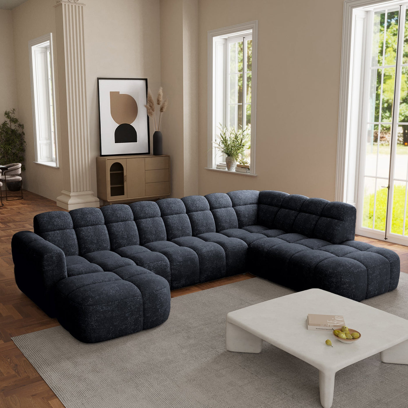 BELIZ XL Canapé panoramique tissu noir - Angle gauche - Canapés panoramiques - Mobilier Deco