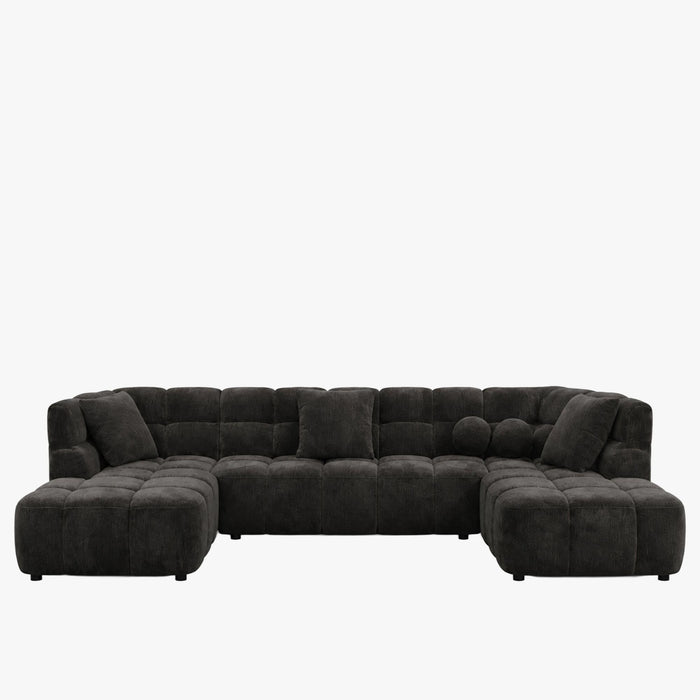 BELIZ XL Canapé panoramique tissu noir - Angle gauche