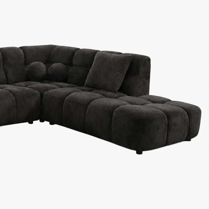 BELIZ XL Canapé panoramique tissu noir - Angle gauche