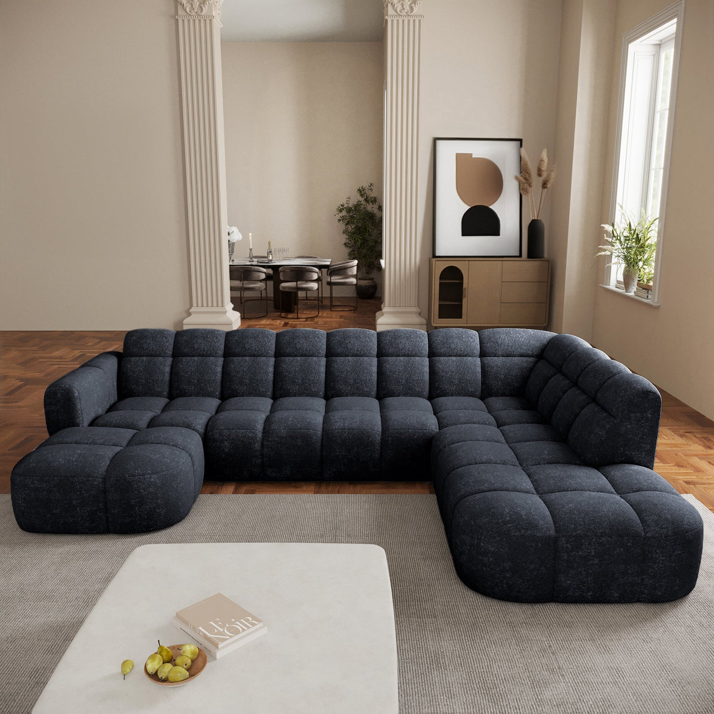 BELIZ XL Canapé panoramique tissu noir - Angle gauche - Canapés panoramiques - Mobilier Deco