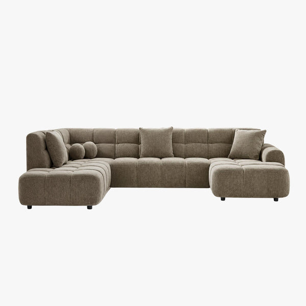 BELIZ XL Canapé panoramique tissu taupe - Angle droit