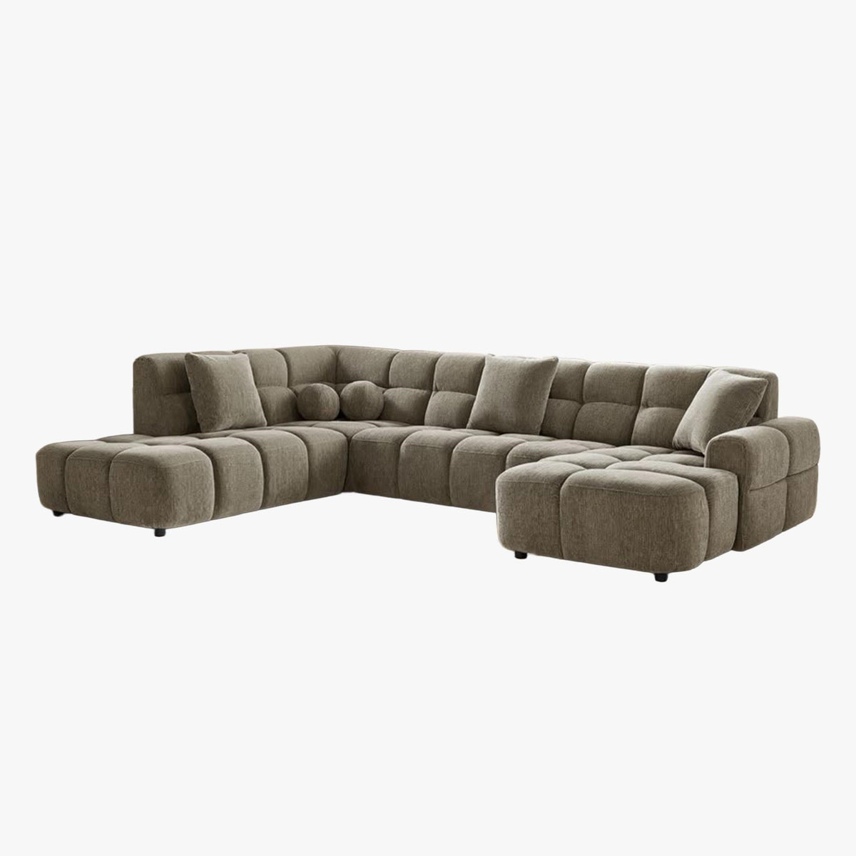 BELIZ XL Canapé panoramique tissu taupe - Angle droit - Canapés panoramiques - Mobilier Deco