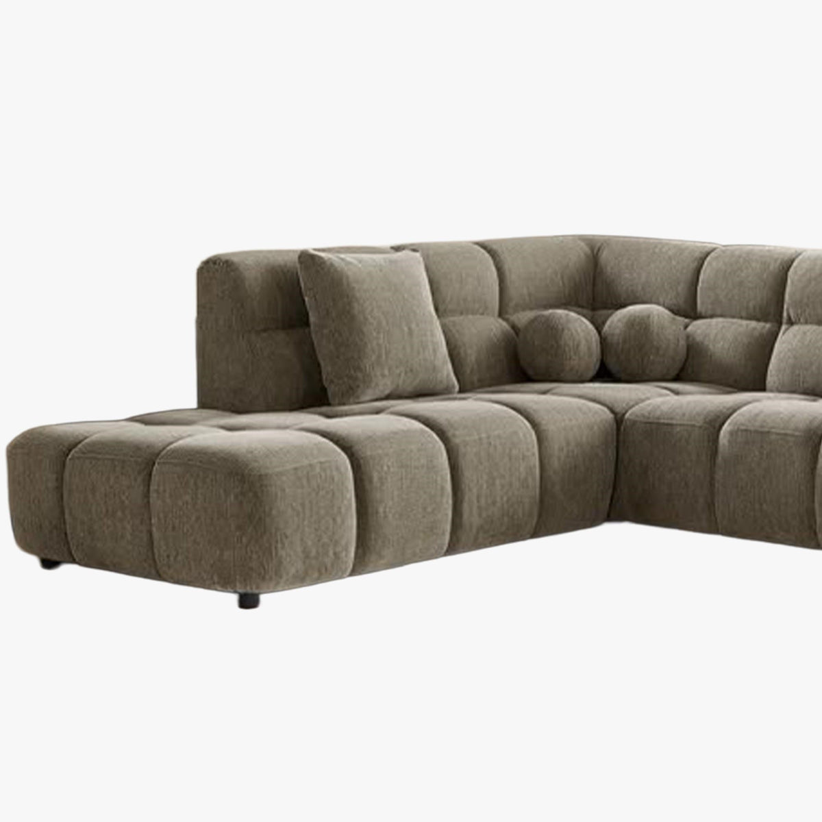 BELIZ XL Canapé panoramique tissu taupe - Angle droit - Canapés panoramiques - Mobilier Deco
