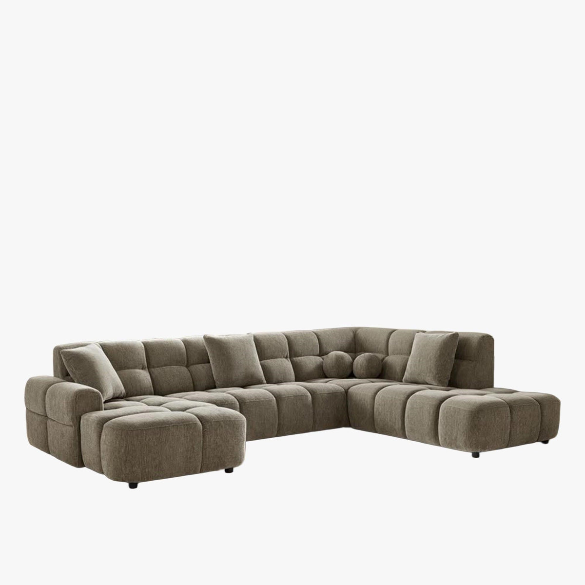 BELIZ XL Canapé panoramique tissu taupe - Angle gauche - Canapés panoramiques - Mobilier Deco