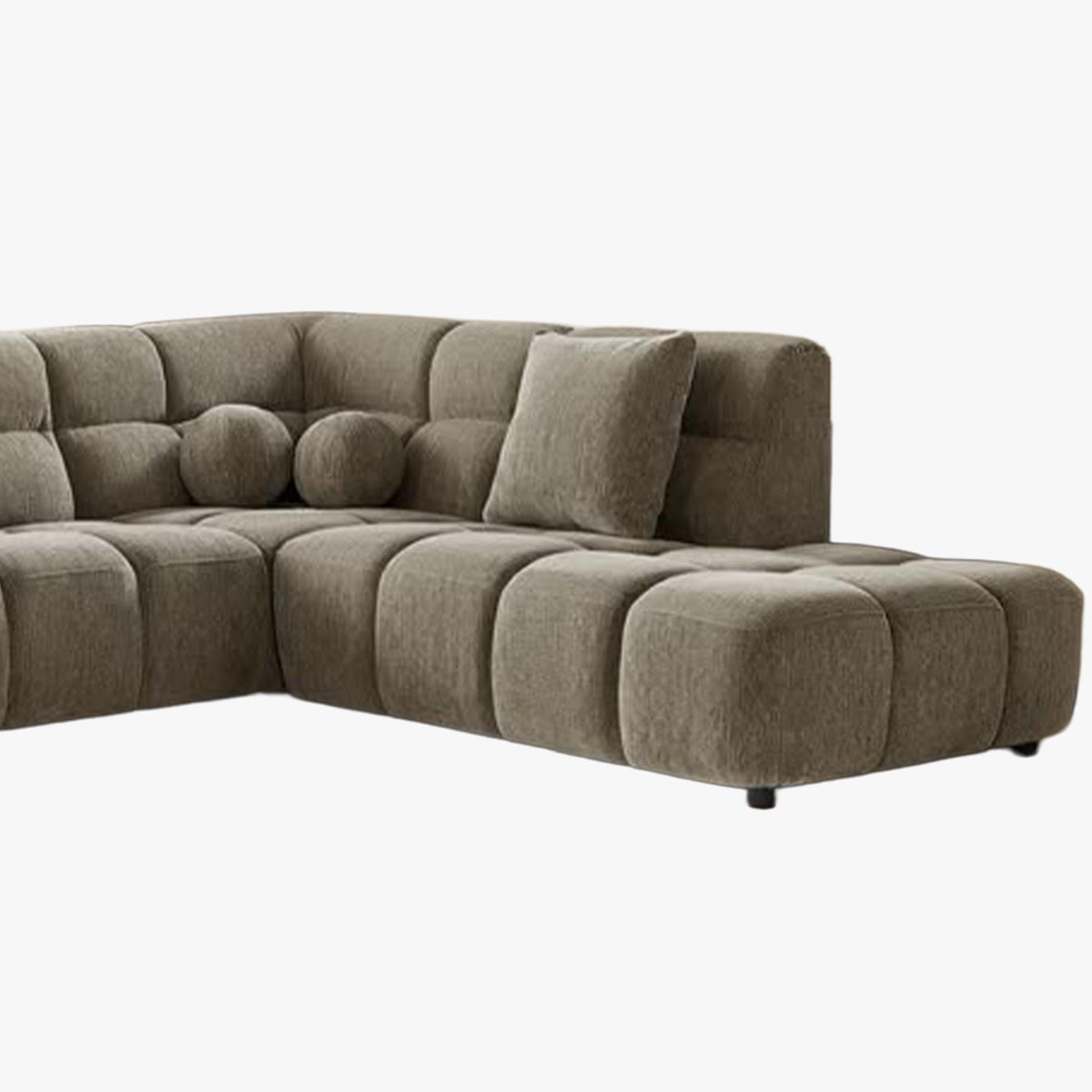 BELIZ XL Canapé panoramique tissu taupe - Angle gauche - Canapés panoramiques - Mobilier Deco