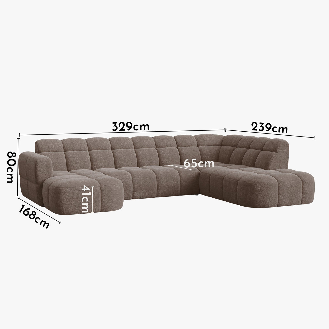 BELIZ XL Canapé panoramique tissu taupe foncé - Angle gauche - Canapés panoramiques - Mobilier Deco