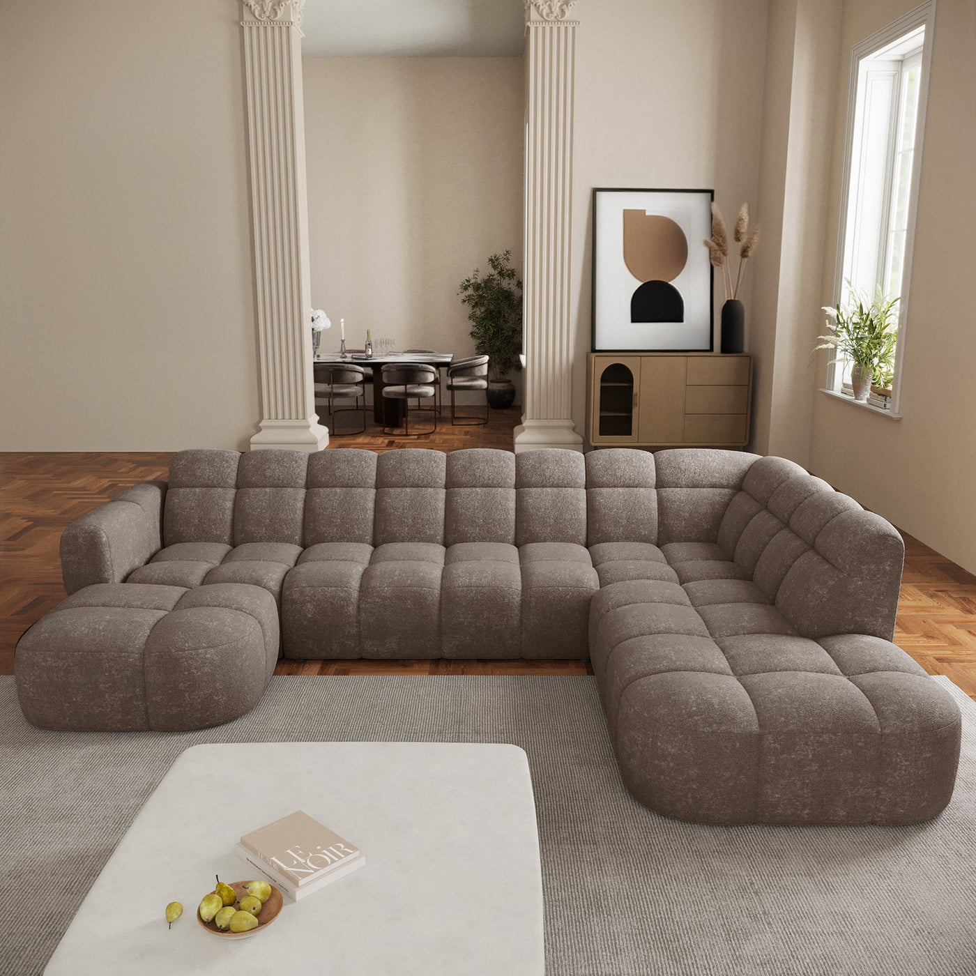 BELIZ XL Canapé panoramique tissu taupe foncé - Angle gauche - Canapés panoramiques - Mobilier Deco