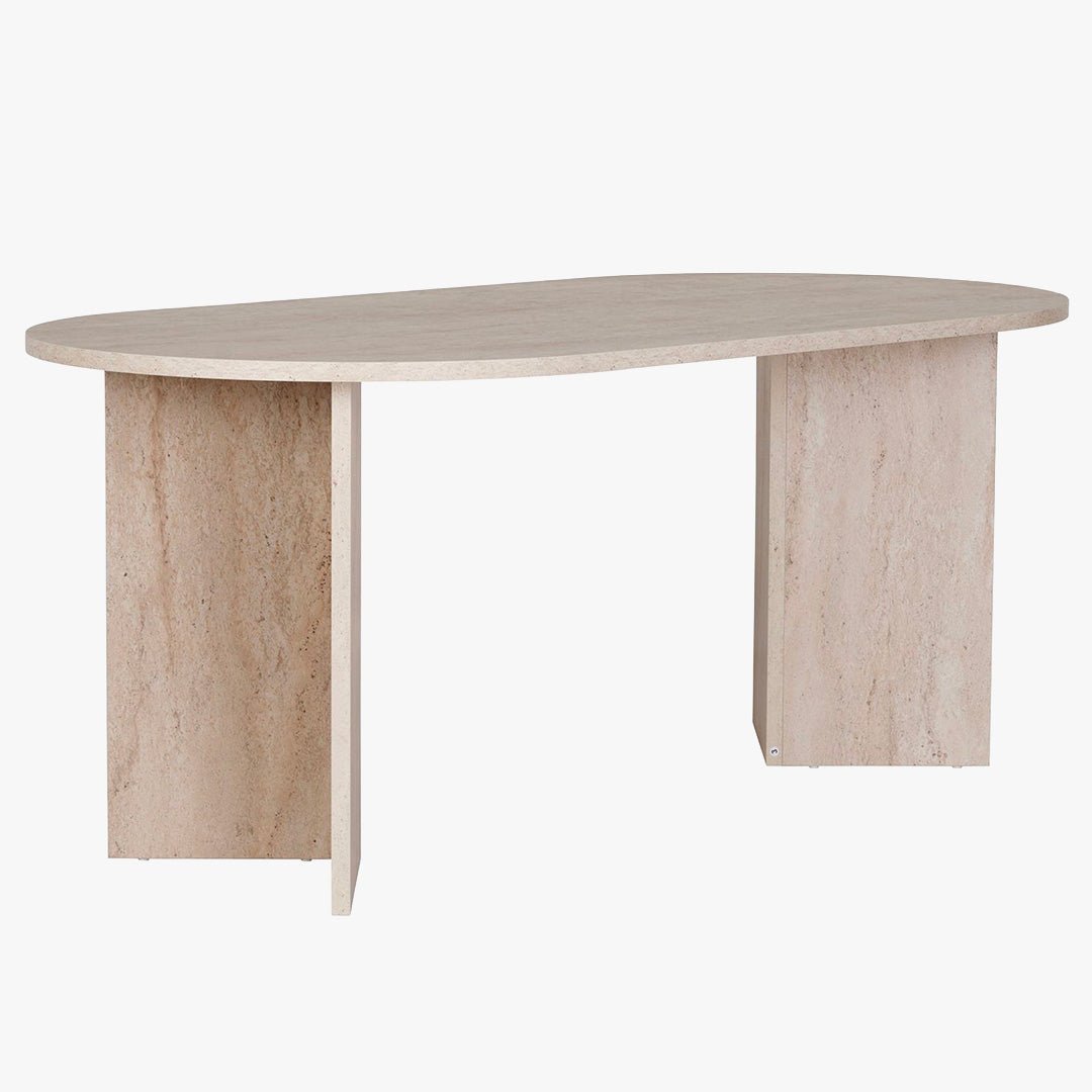 BELORA Table à manger ovale beige 180 cm - Table à manger - Mobilier Deco