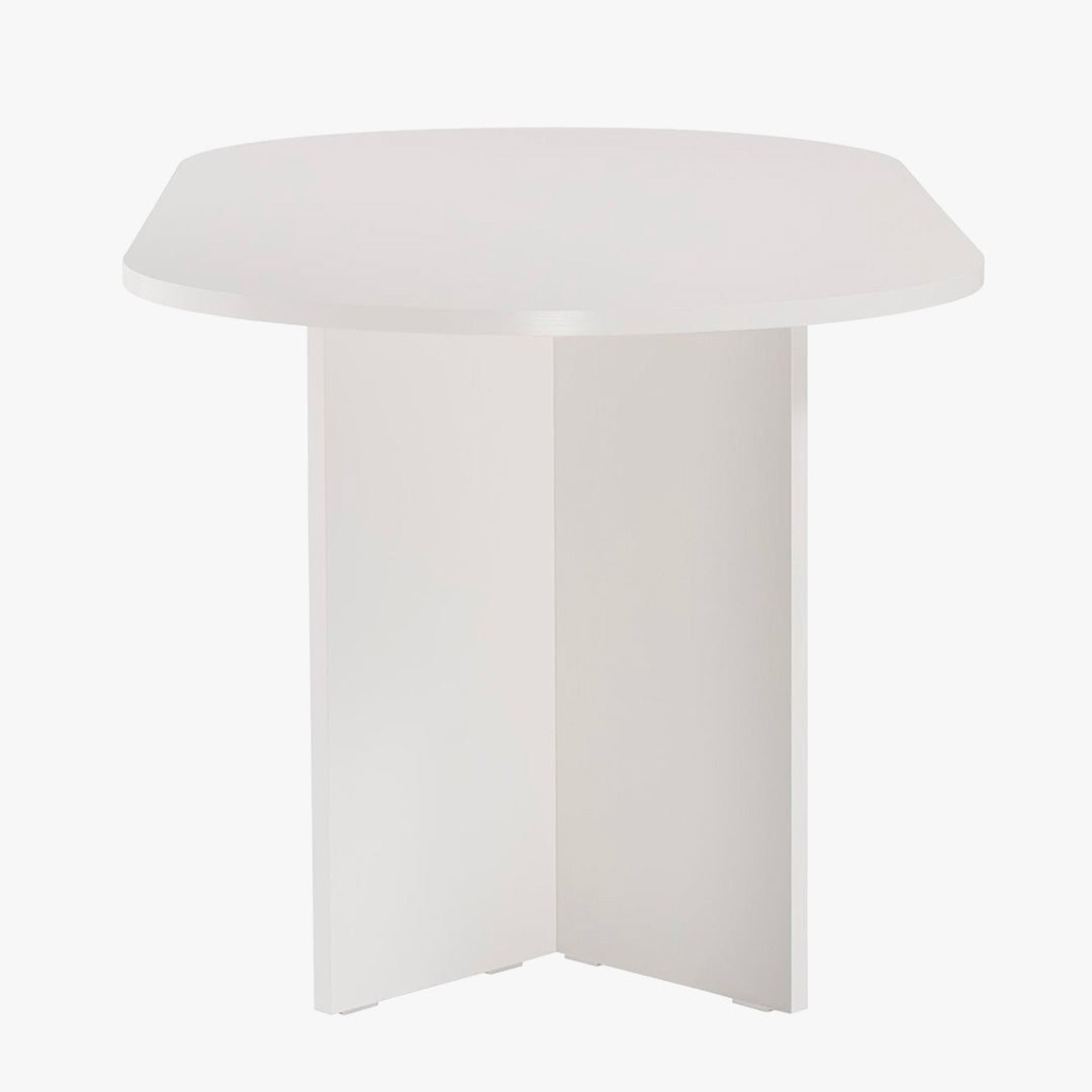 BELORA Table à manger ovale couleur bois blanc 180 cm - Table à manger - Mobilier Deco