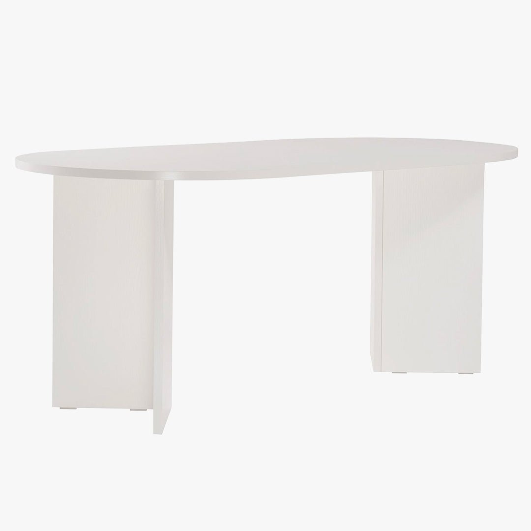 BELORA Table à manger ovale couleur bois blanc 180 cm - Table à manger - Mobilier Deco