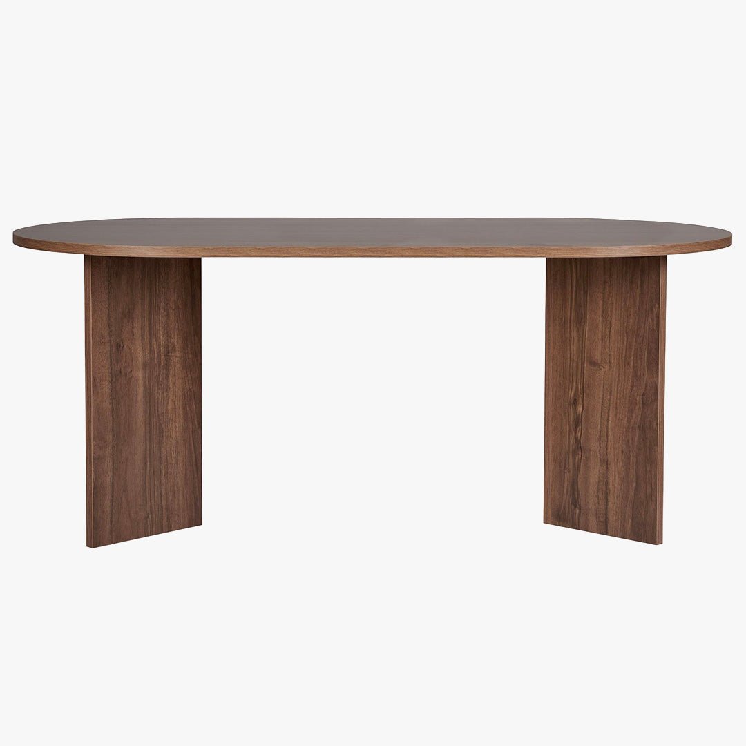 BELORA Table à manger ovale couleur bois foncé 180 cm - Table à manger - Mobilier Deco