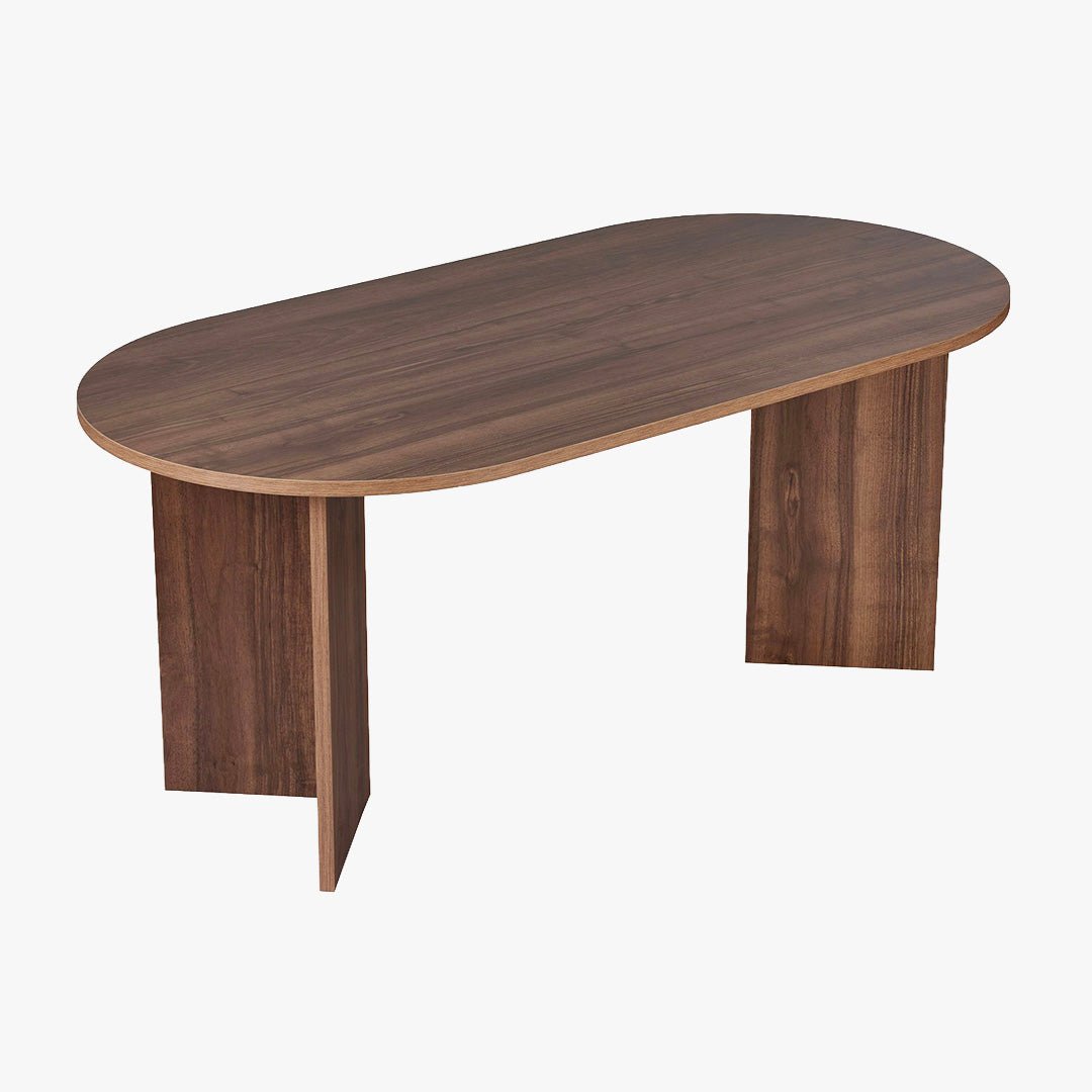 BELORA Table à manger ovale couleur bois foncé 180 cm - Table à manger - Mobilier Deco