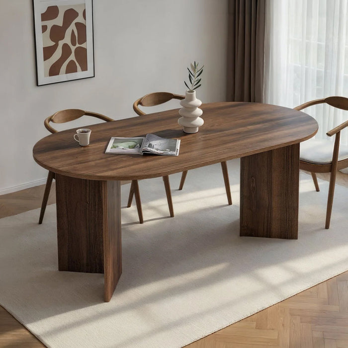 BELORA Table à manger ovale couleur bois foncé 180 cm – Table à manger Mobilier Deco