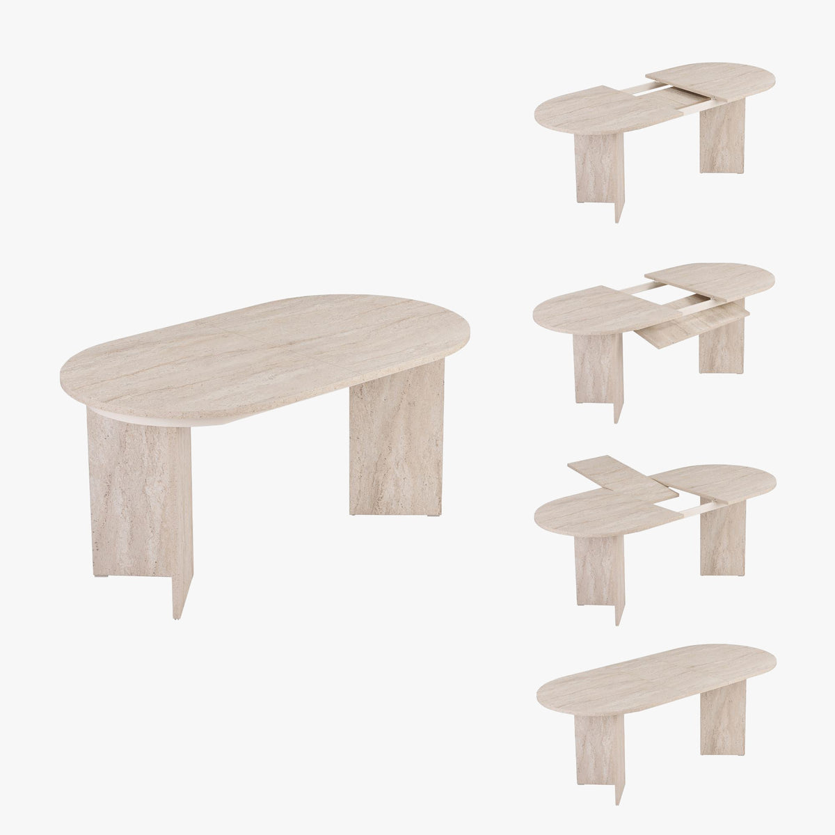 BELORA XL Table à manger extensible ovale beige 160-200 cm - Mobilier Deco
