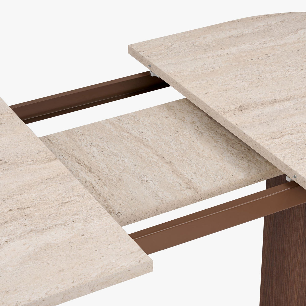 BELORA XL Table à manger extensible ovale couleur beige et bois foncé 160-200 cm - Mobilier Deco