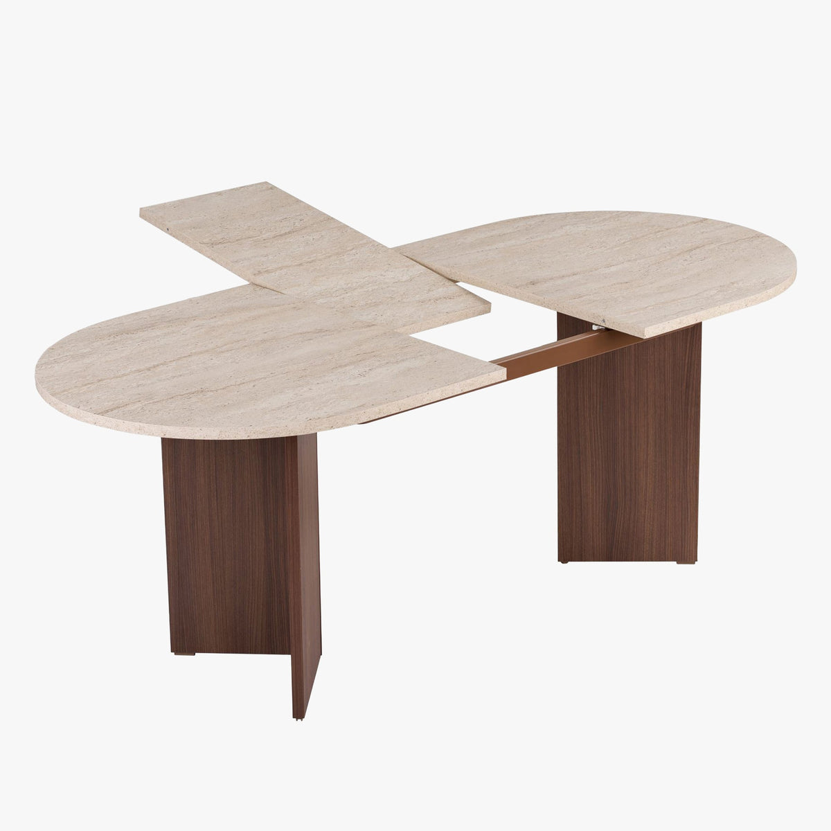 BELORA XL Table à manger extensible ovale couleur beige et bois foncé 160-200 cm - Mobilier Deco