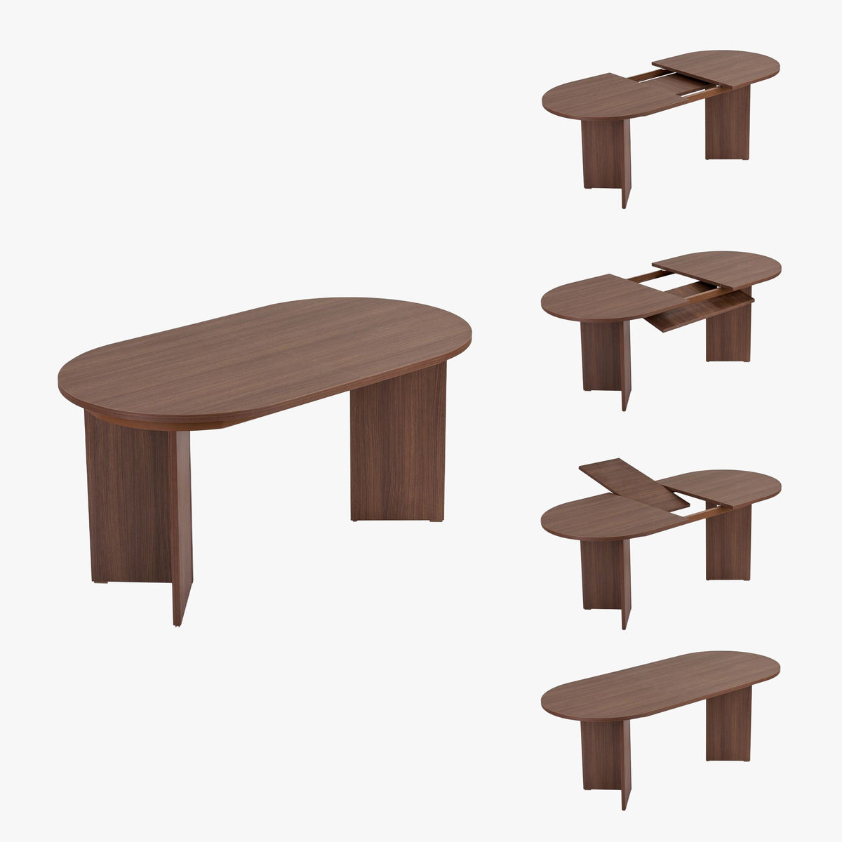 BELORA XL Table à manger extensible ovale couleur bois foncé 160-200 cm - Mobilier Deco