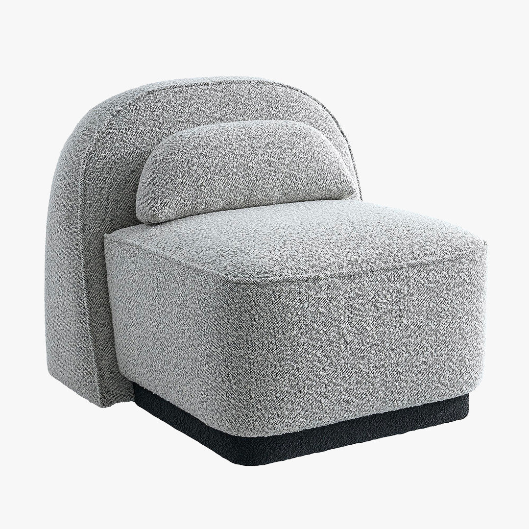 BERY Fauteuil pivotant en tissu bouclette gris - Fauteuils - Mobilier Deco