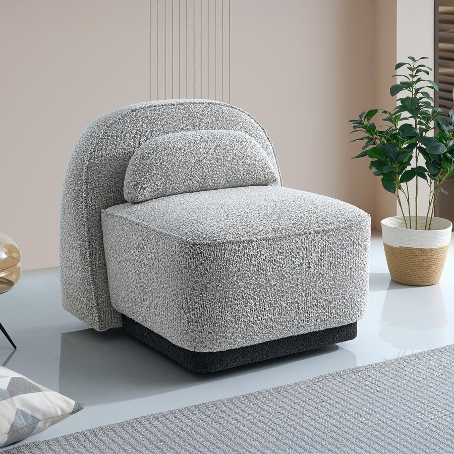 BERY Fauteuil pivotant en tissu bouclette gris — aperçu vidéo