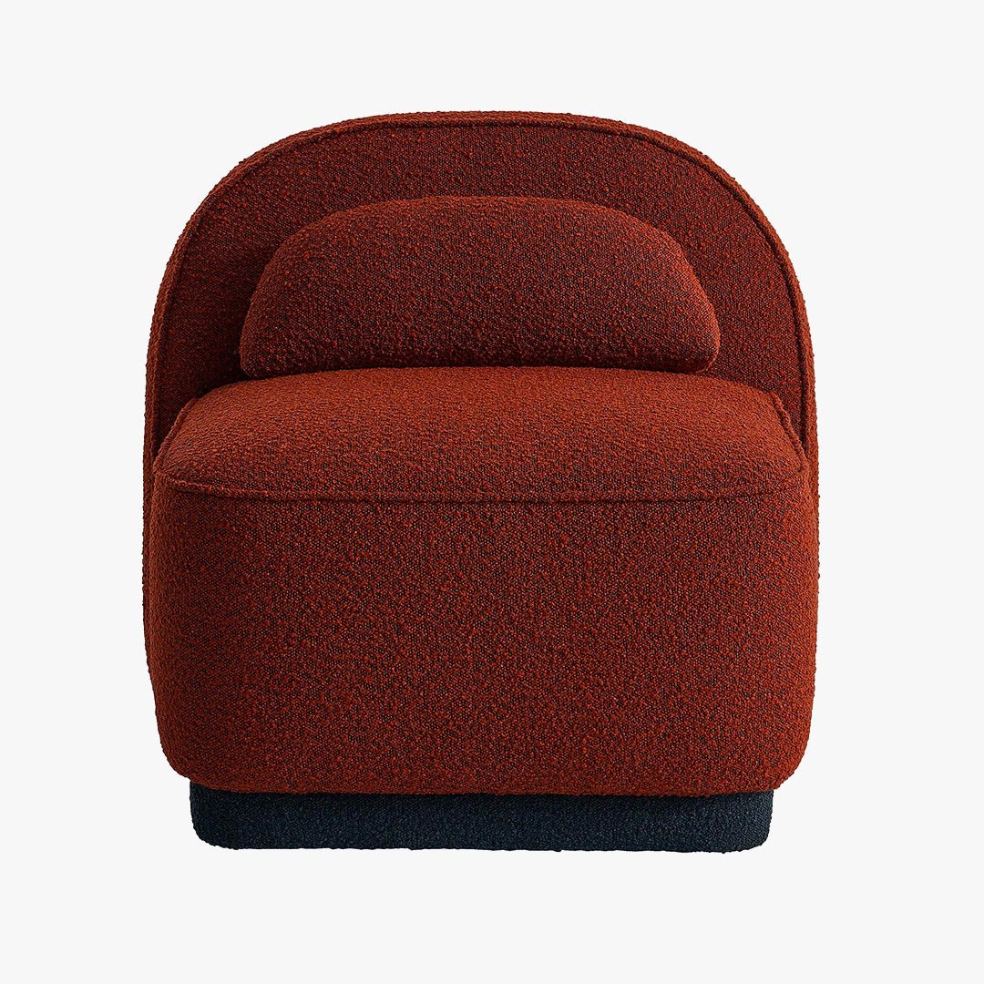 BERY Fauteuil pivotant en tissu bouclette terracotta - Fauteuils - Mobilier Deco
