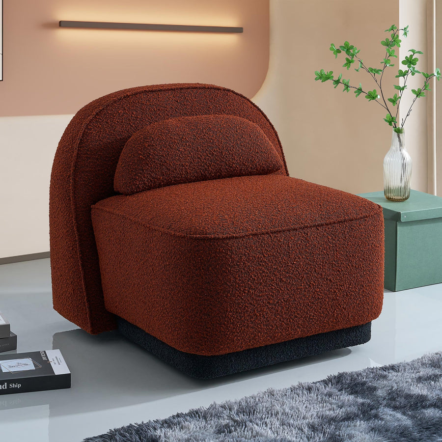 BERY Fauteuil pivotant en tissu bouclette terracotta — aperçu vidéo
