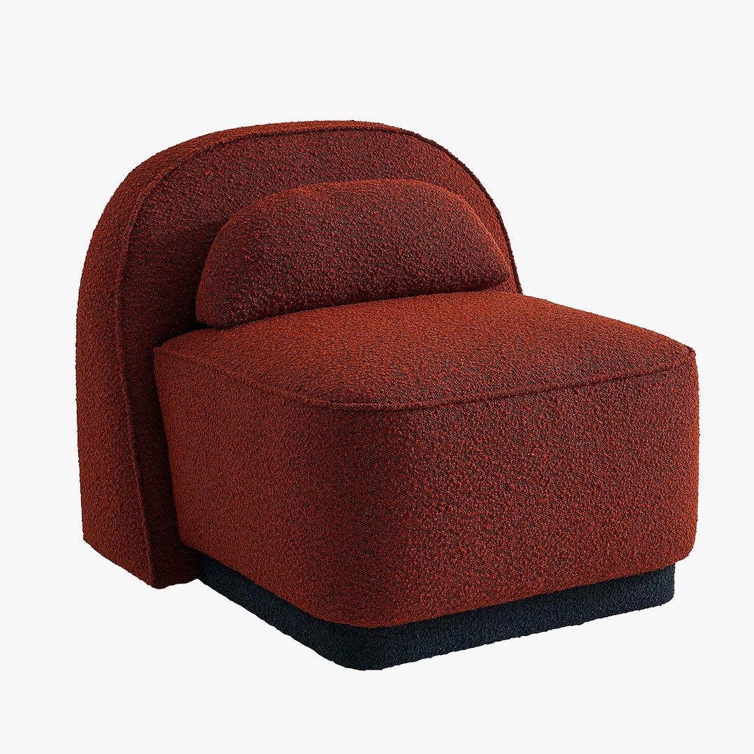 BERY Fauteuil pivotant en tissu bouclette terracotta - Fauteuils - Mobilier Deco