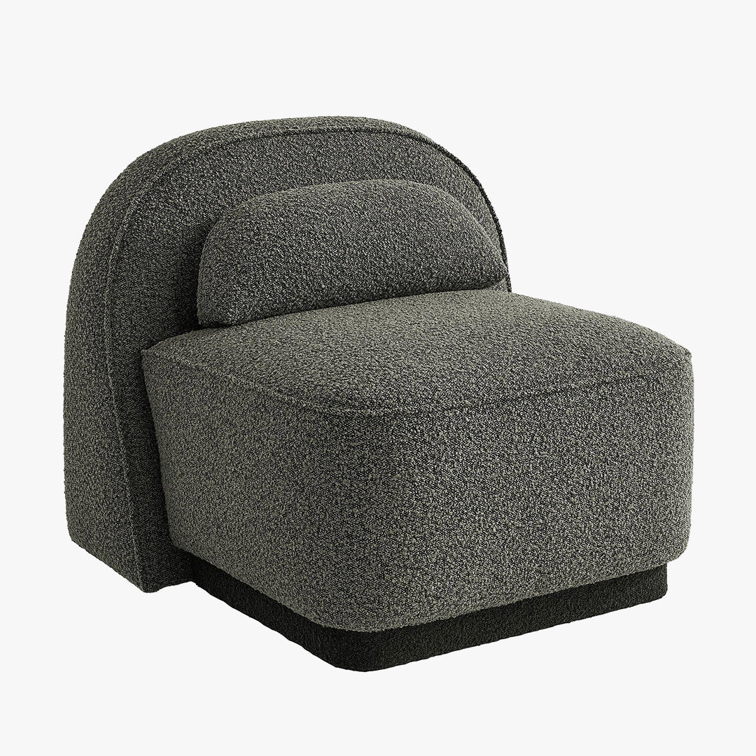 BERY Fauteuil pivotant en tissu bouclette vert - Fauteuils - Mobilier Deco