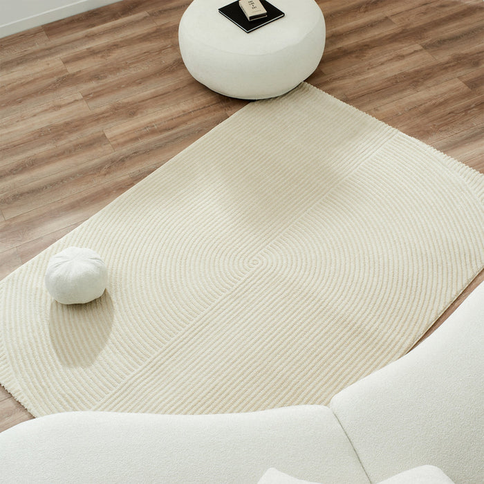 BIANCA Tapis en tissu à motif en relief blanc écru - 160x230 cm – Tapis – vue 2