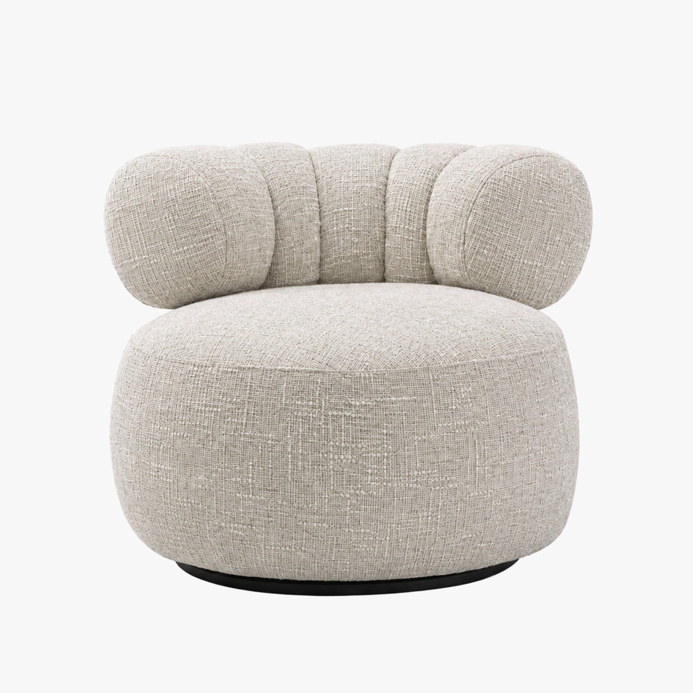 BLAIR Fauteuil pivotant en tissu texturé beige - Fauteuils - Mobilier Deco