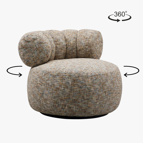 BLAIR Fauteuil pivotant en tissu texturé taupe