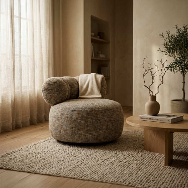 BLAIR Fauteuil pivotant en tissu texturé taupe