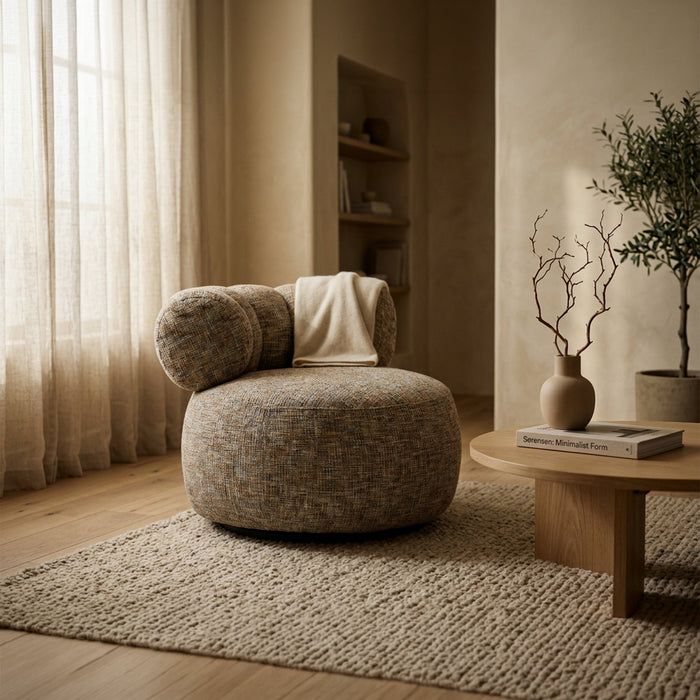 BLAIR Fauteuil pivotant en tissu texturé taupe