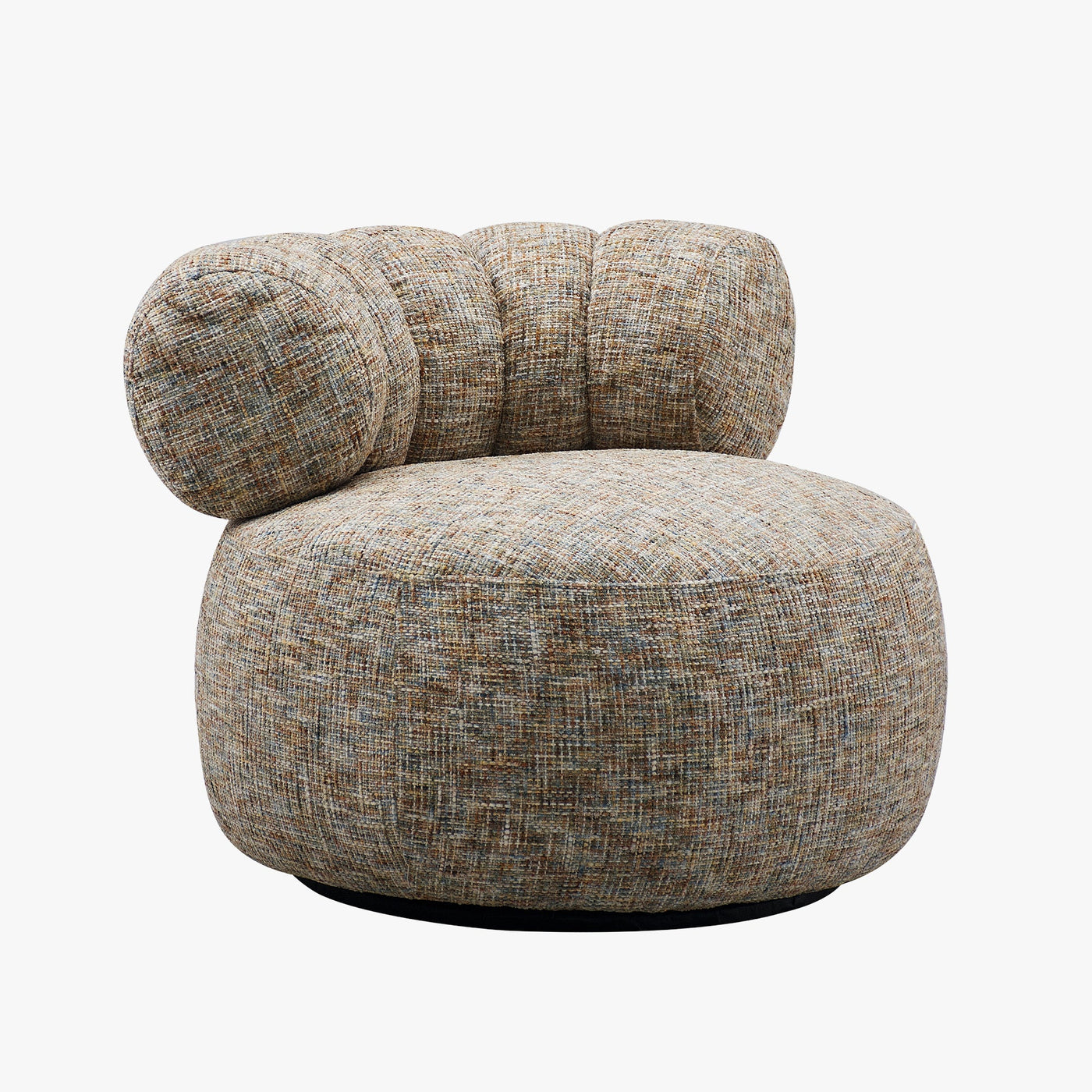 BLAIR Fauteuil pivotant en tissu texturé taupe - Fauteuils - Mobilier Deco