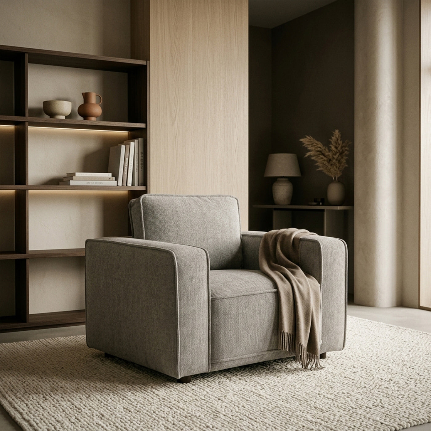 KALYA Fauteuil en tissu taupe