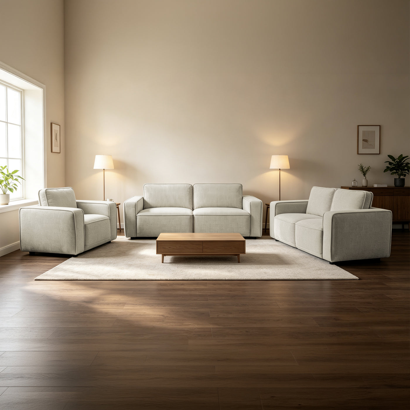 KALYA Canapé 2 places en tissu beige