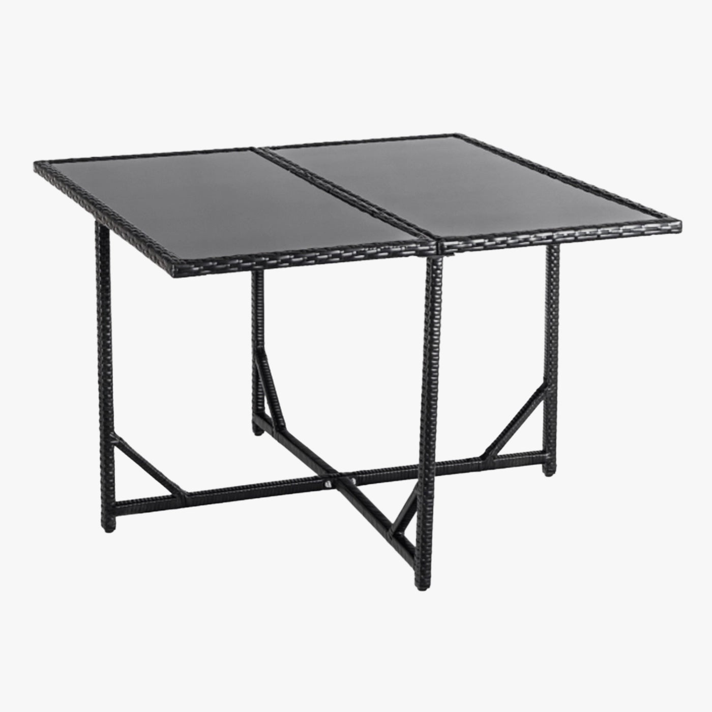 BONITO Ensemble de mobilier de jardin 8 places avec table en verre trempé noir - Mobilier de jardin - Mobilier Deco