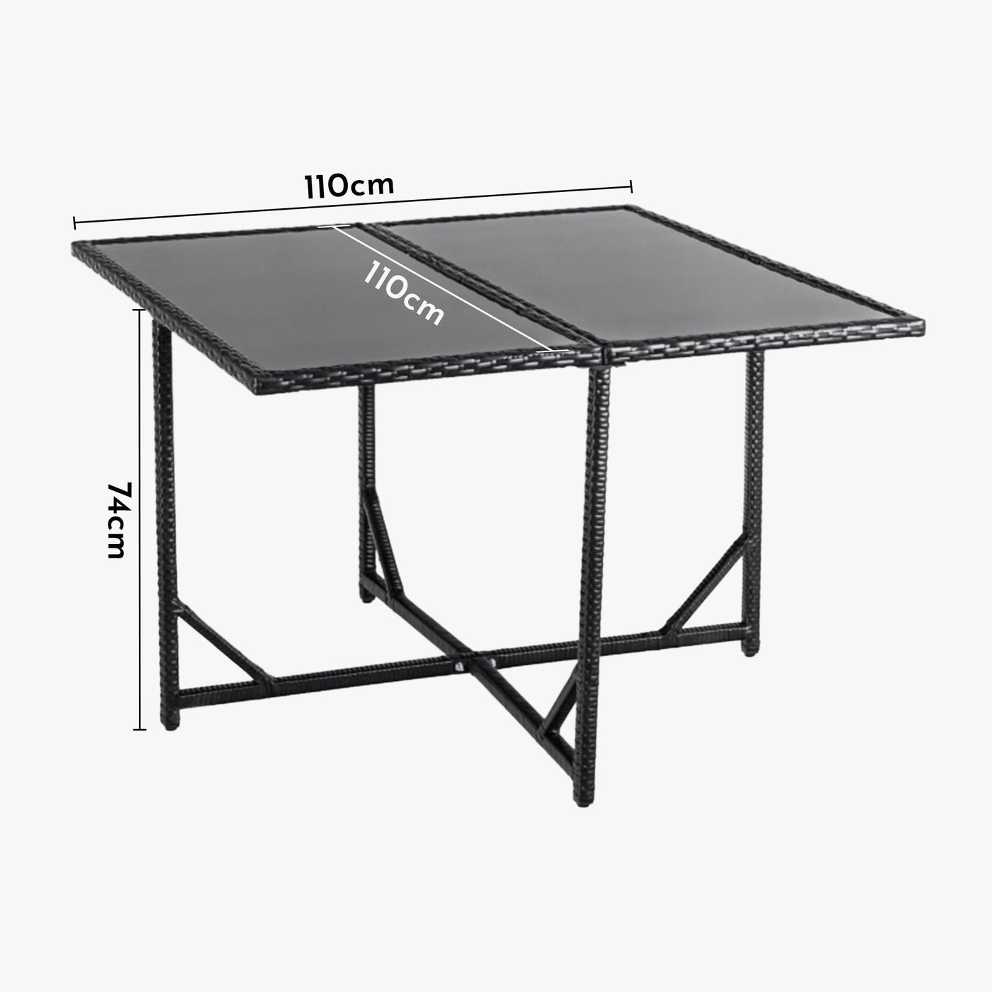 BONITO Ensemble de mobilier de jardin 8 places avec table en verre trempé noir - Mobilier de jardin - Mobilier Deco