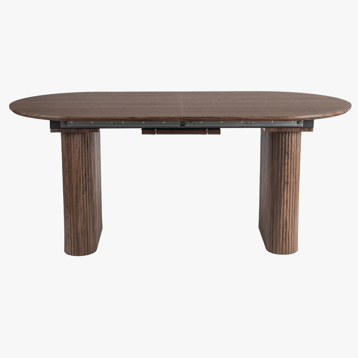 BONY Table à manger ovale extensible couleur bois foncé 180-220 cm