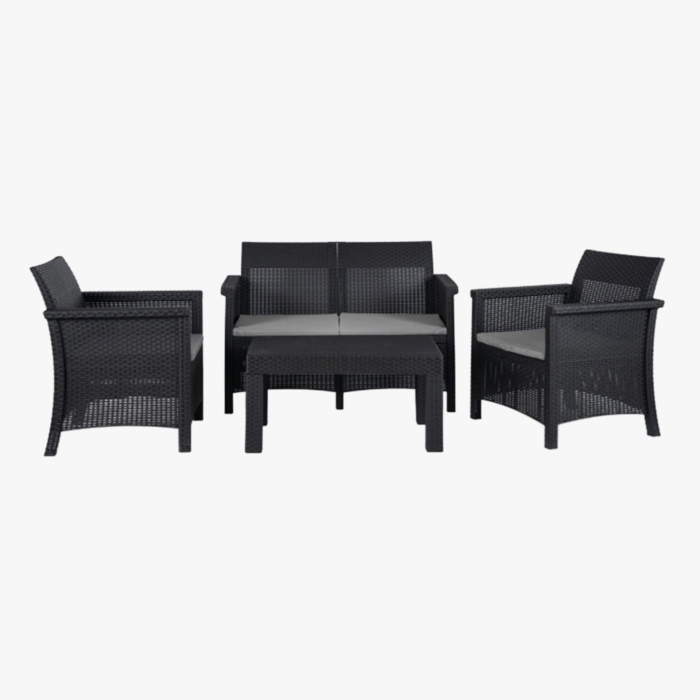 BRENTA Ensemble de mobilier de jardin 4 places avec table noir - Mobilier de jardin - Mobilier Deco