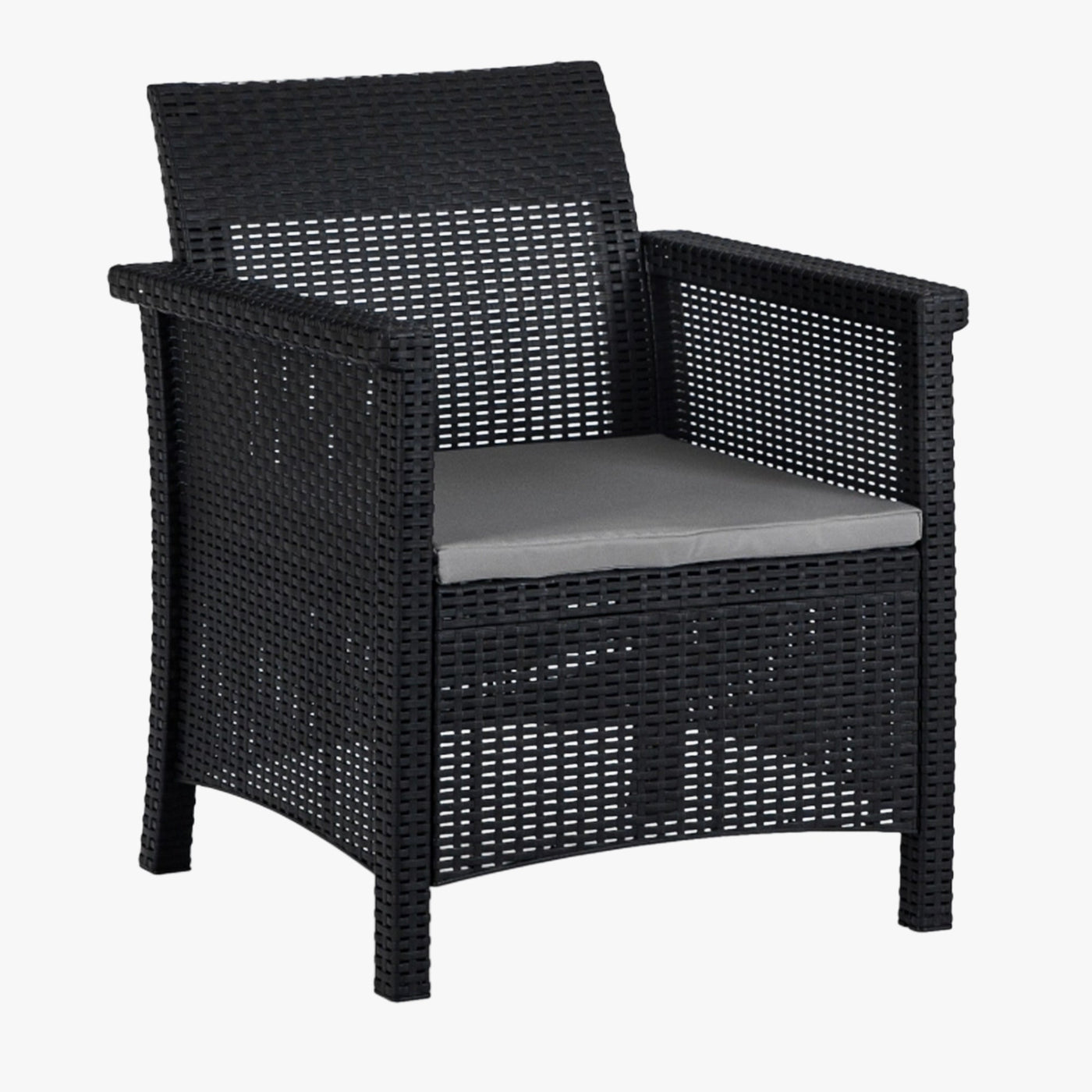 BRENTA Ensemble de mobilier de jardin 4 places avec table noir - Mobilier de jardin - Mobilier Deco