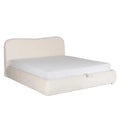 BRISTOL Lit double en tissu bouclette beige avec coffre 160x200 cm
