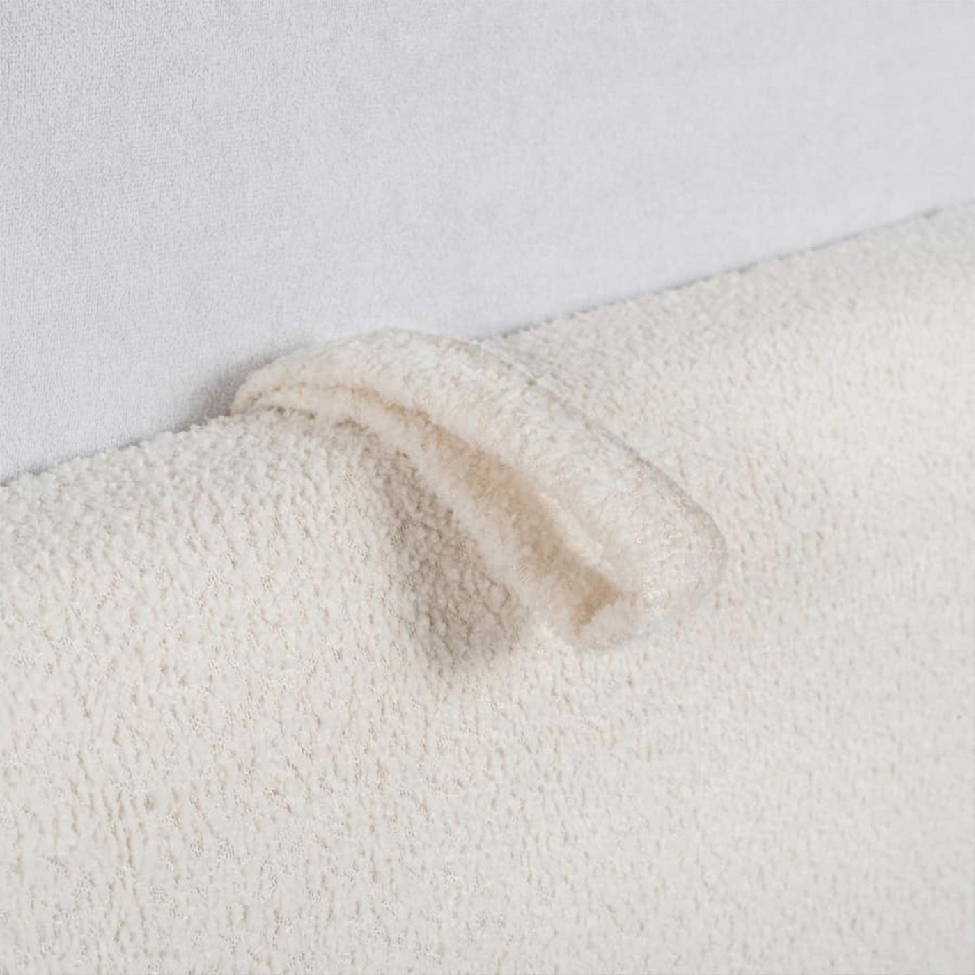 BRISTOL Lit double en tissu bouclette beige avec coffre 160x200 cm