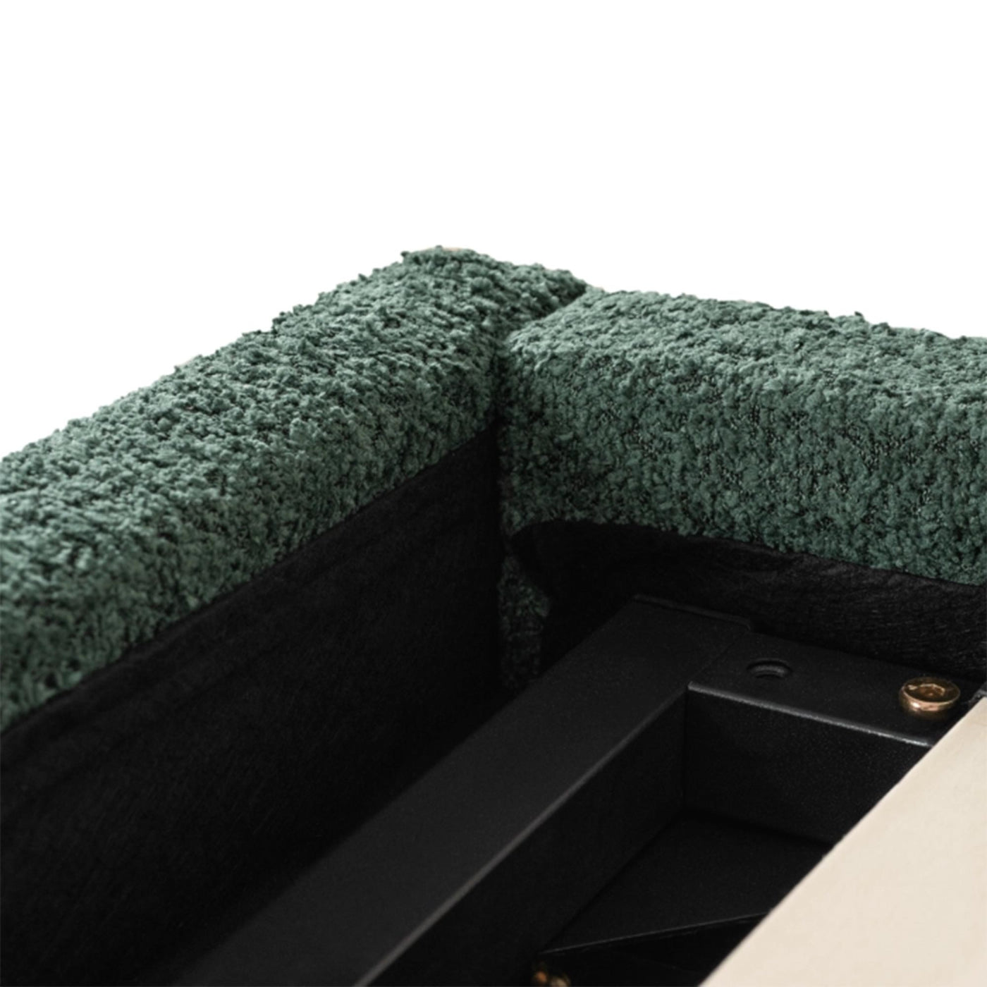 BRISTOL Lit double en tissu bouclette vert avec coffre 160x200 cm - Lits - Mobilier Deco