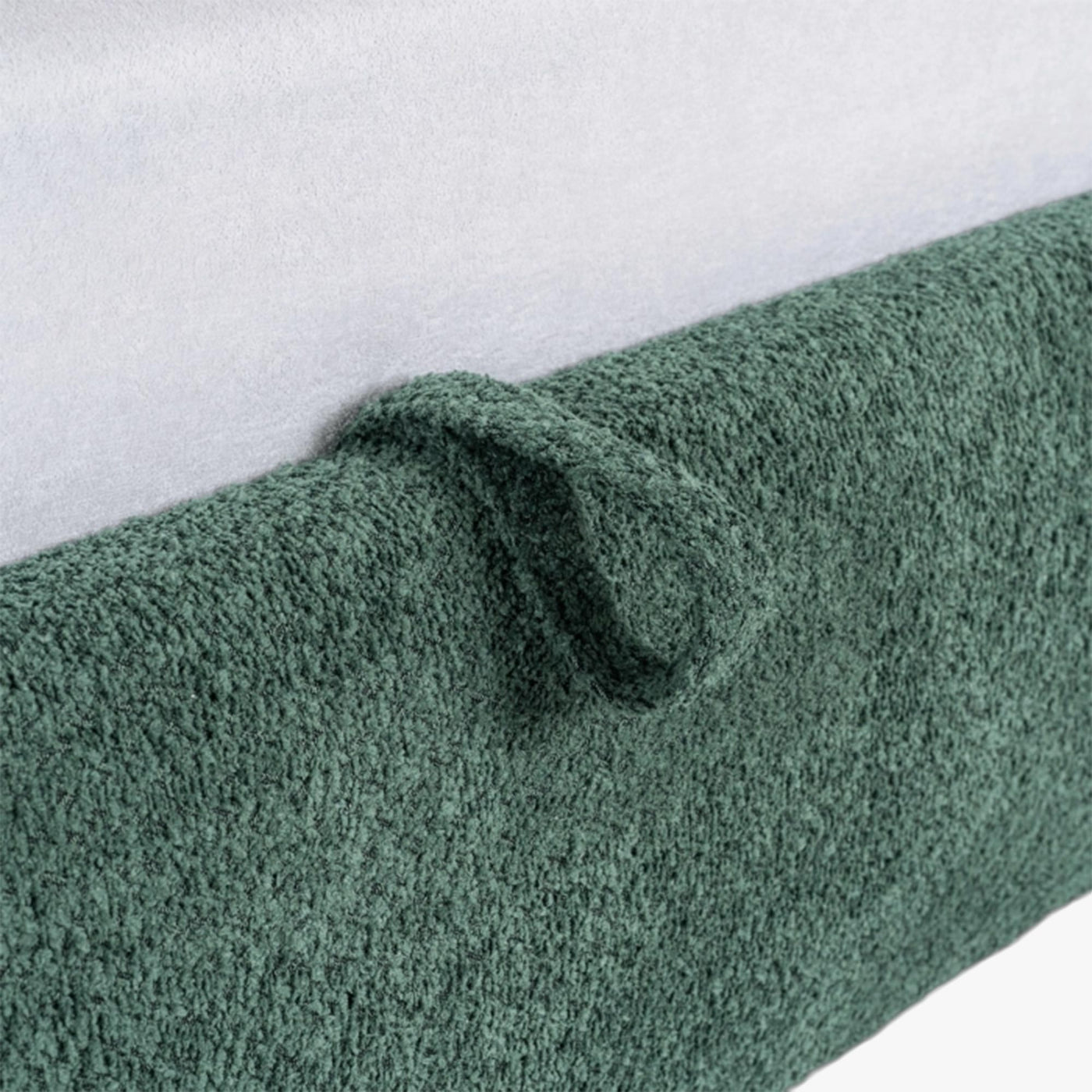 BRISTOL Lit double en tissu bouclette vert avec coffre 160x200 cm - Lits - Mobilier Deco