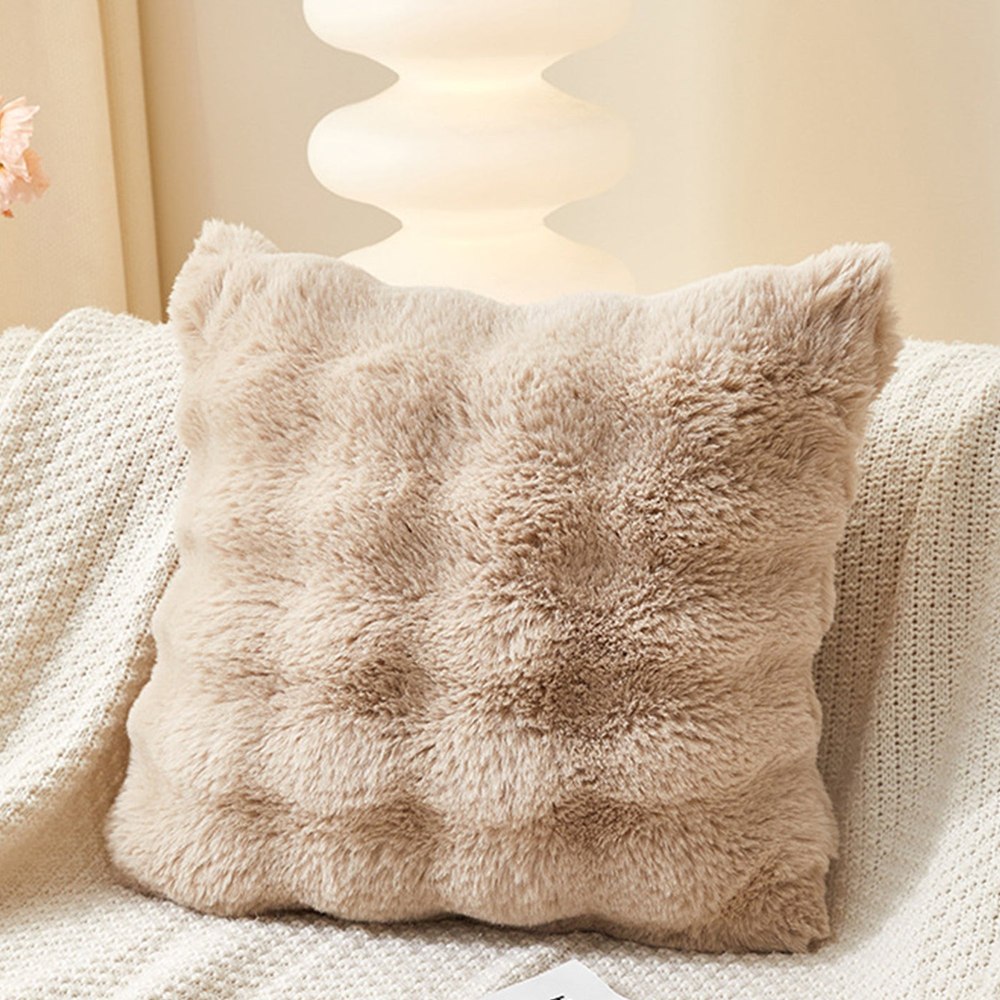 BUBBLE Coussin carré en tissu camel 43x43 cm - Coussins - Mobilier Deco