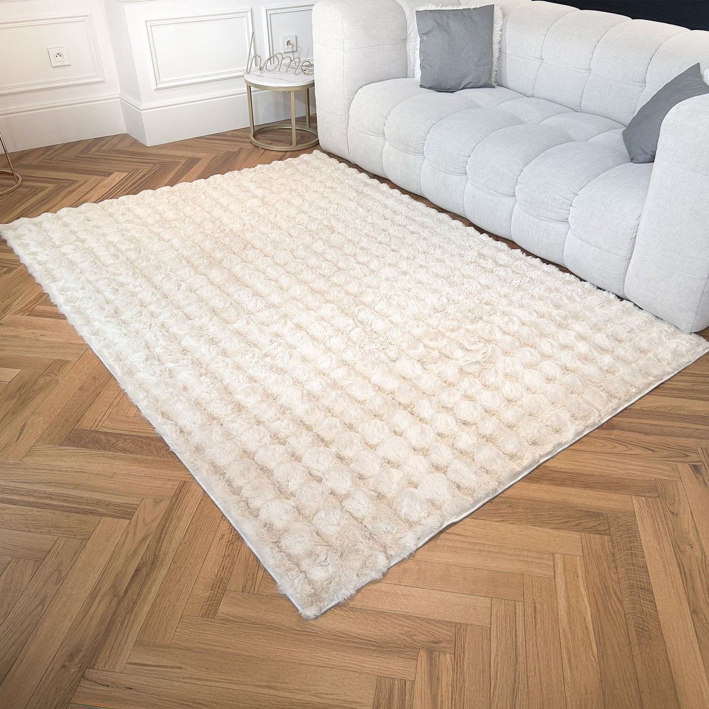 BUBBLE Tapis tissu doux à relief beige - 160x230 - Tapis - Mobilier Deco