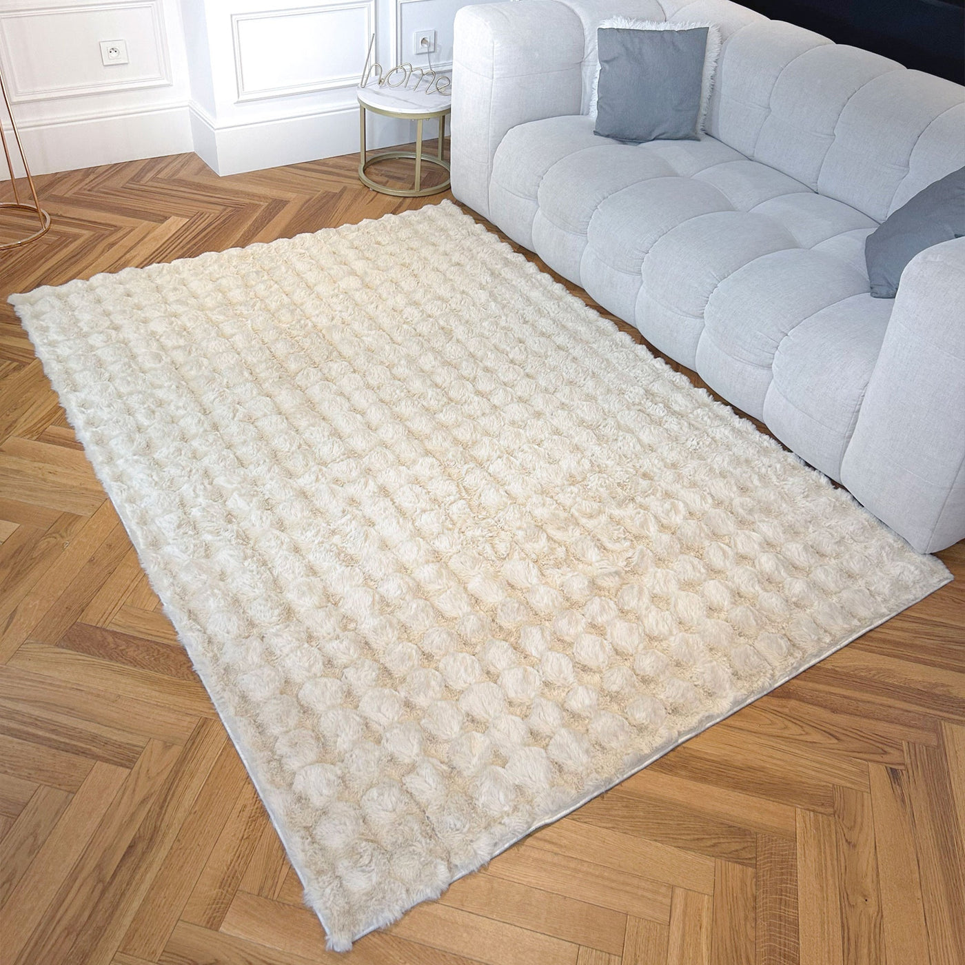 BUBBLE Tapis tissu doux à relief beige - 160x230 - Tapis - Mobilier Deco