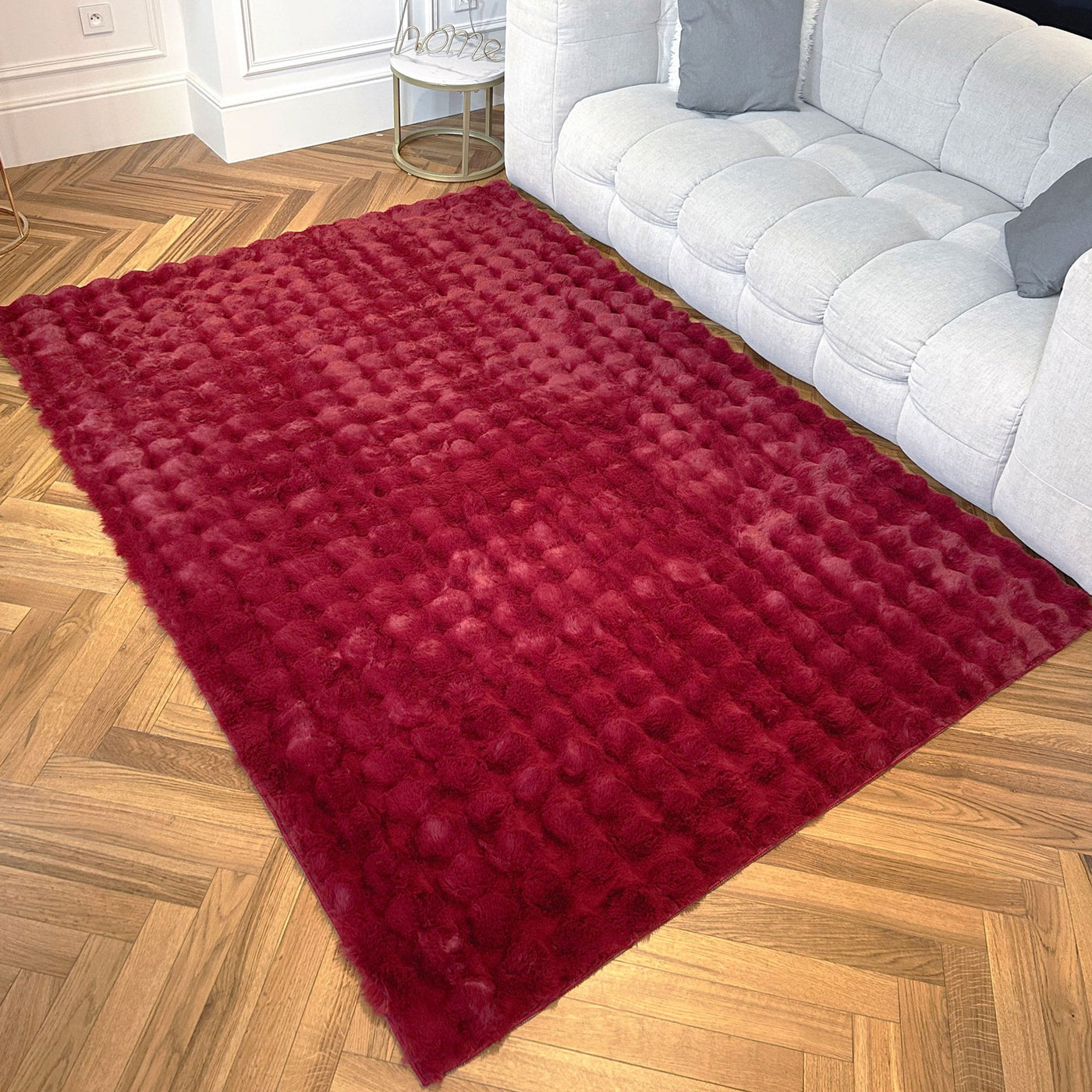 BUBBLE Tapis tissu doux à relief rouge - 160x230 - Tapis - Mobilier Deco