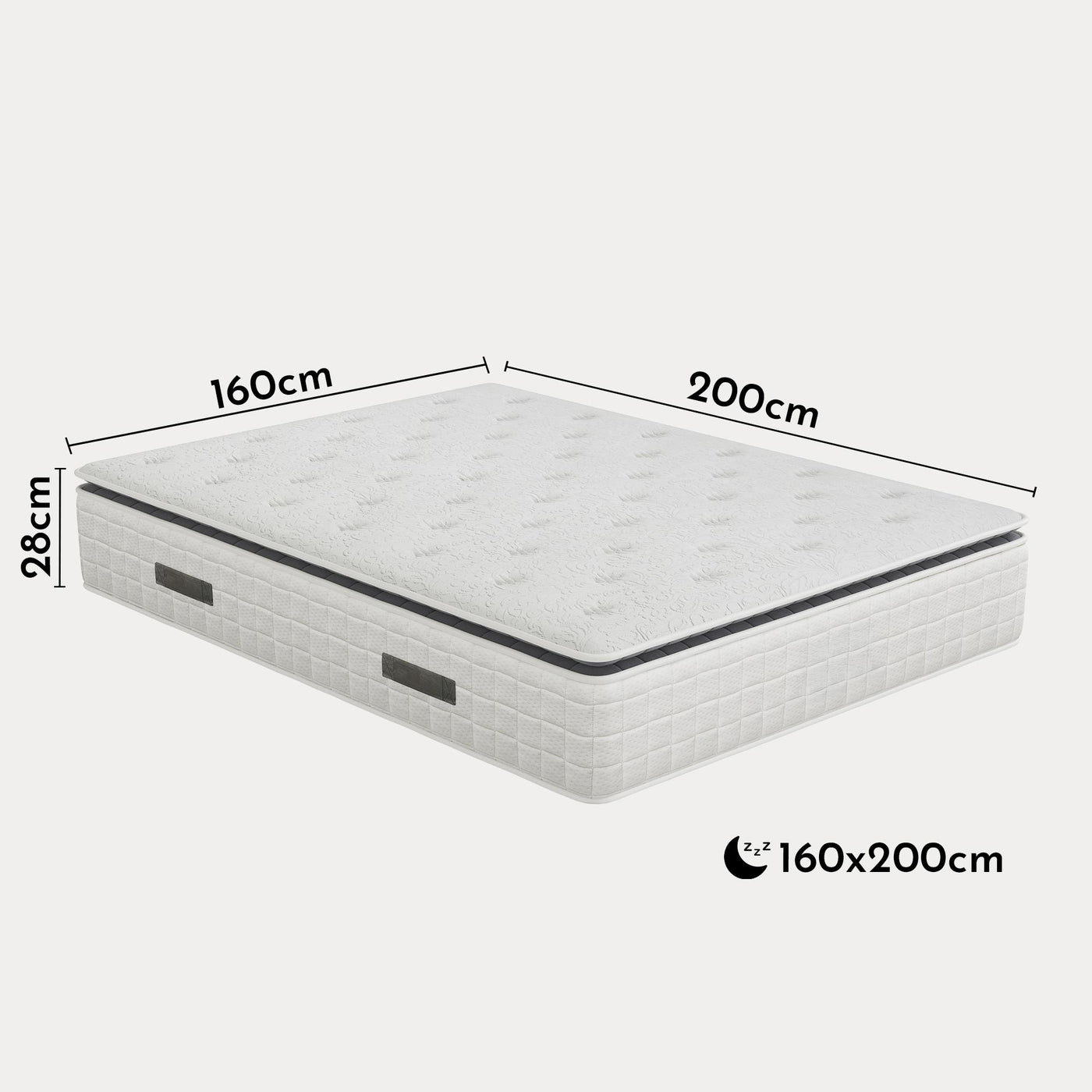 CACHEMIRE Matelas ressorts ensachés 160x200 cm épaisseur 28 cm - Matelas - Mobilier Deco
